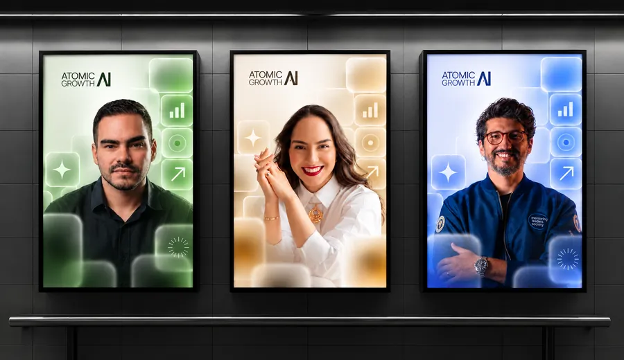 Pôsteres dos especialistas da Atomic Growth AI